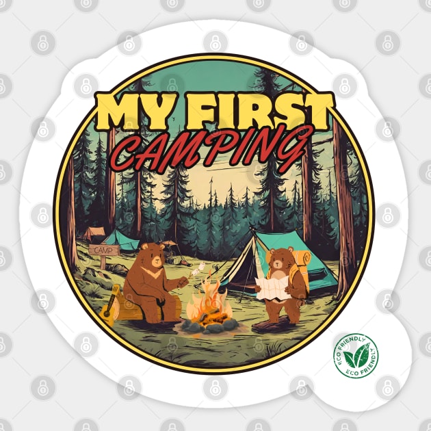 My first camping Sticker by Zimny Drań